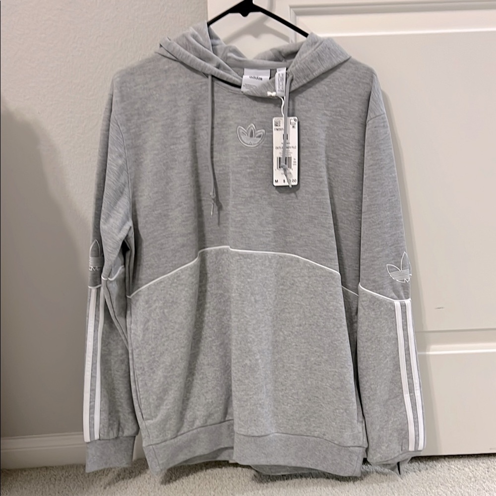 Adidas Gray hoodie with Classic Stripes